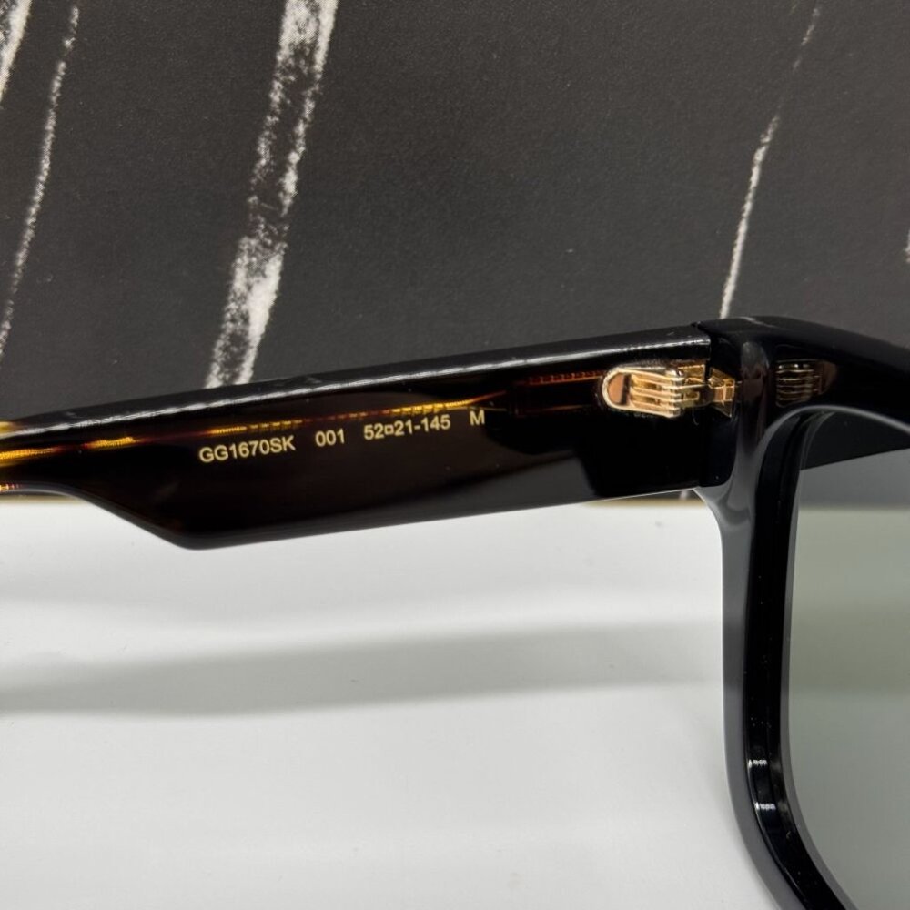 NEW GG1670SK 001 GUCCI SUNGLASSES BLACK HAVANA GREY UNISEX EYEWEAR GUCCI - Picture 10 of 12